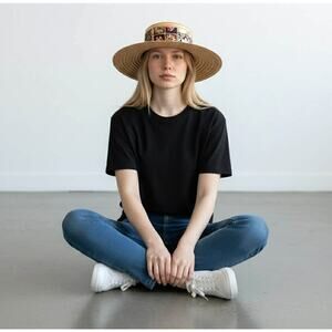 Vintage 1970s Happy Cappers By The Field Company CA Straw Wide Brim Hat USA EUC